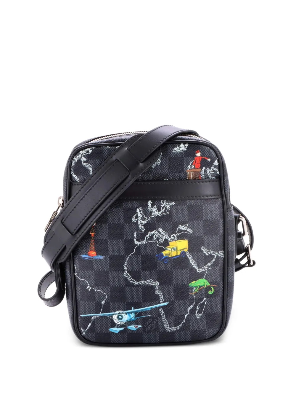 Louis Vuitton Pre-Owned Danube Slim Bag Limited Edition Renaissance Map Damier Graphite PM crossbody bag - Black