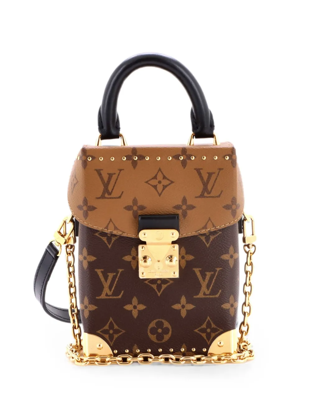 Louis Vuitton Pre-Owned Borsa a tracolla Camera Box NM in tela Monogram Reverse con borchie - Marrone