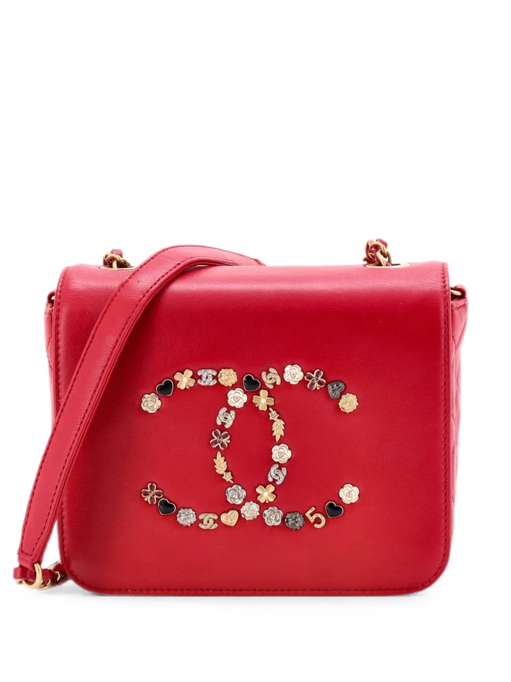 CHANEL Pre-Owned Giant Crystal CC Flap Bag Lambskin Mini crossbody bag - Red