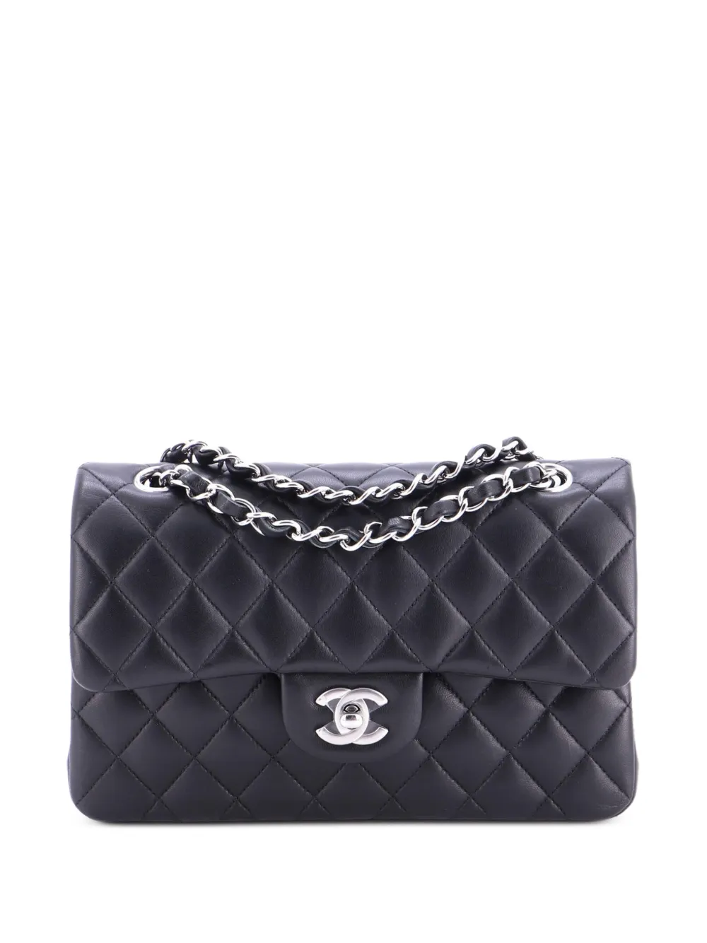 CHANEL Pre-Owned Classic Double Flap Bag Quilted Lambskin Small shoulder bag - Black