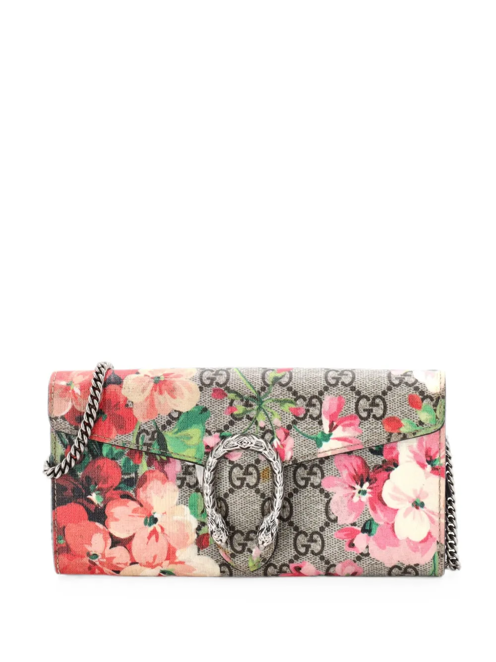Gucci Pre-Owned Clutch Dionysus in tela cerata GG con stampa a fiori e catena - Marrone
