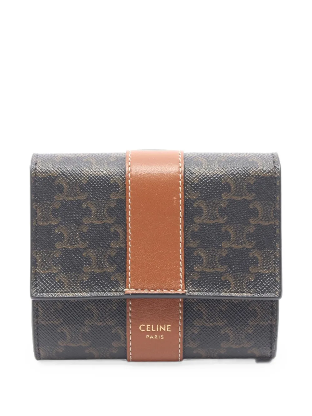 Pre-owned Celine 2010s Triomphe Trifold Wallet In Black