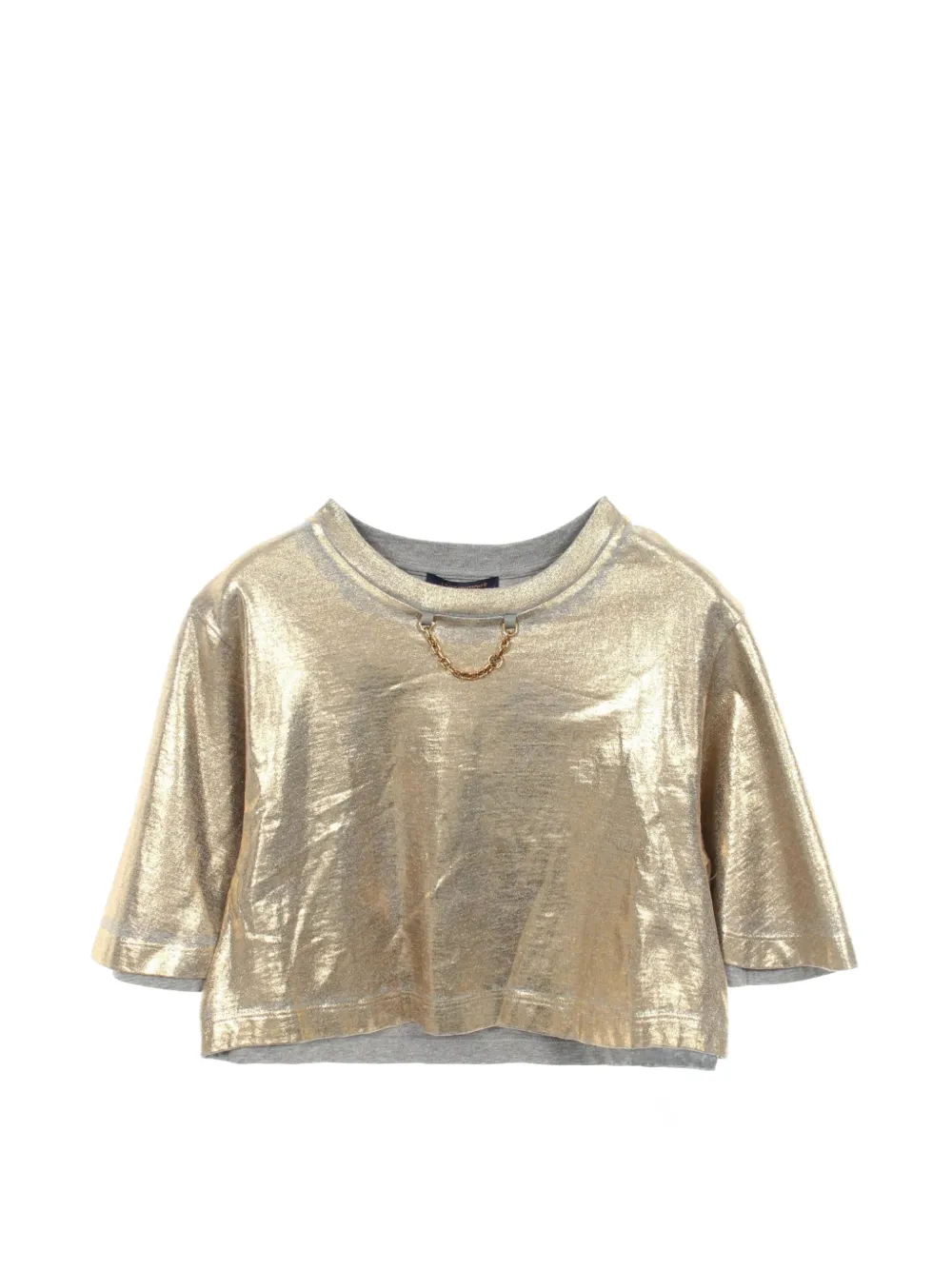 Louis Vuitton Pre-Owned 2010s cropped chain T-shirt - Oro