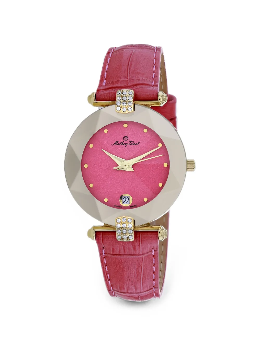 Mathey Tissot Pyramide leather-strap 33mm watch - Rosa