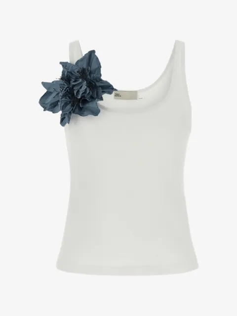 Tory Burch floral-appliqué ribbed-knit tank top