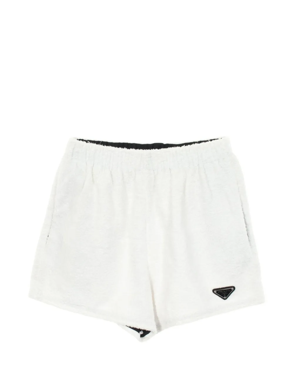 Prada Pre-Owned 2010s logo-plate pile shorts - Bianco