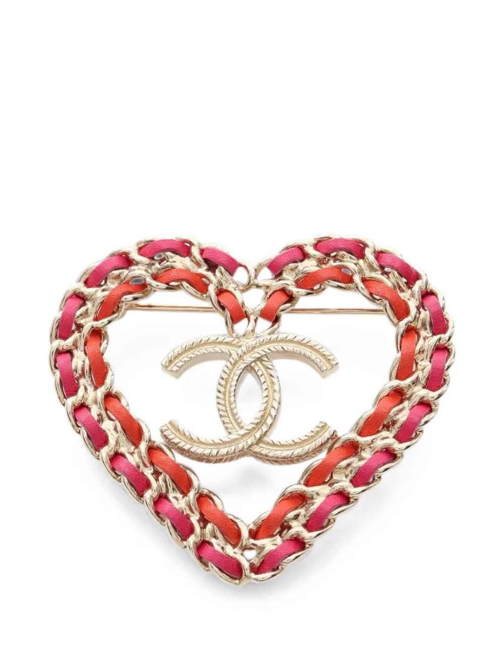 CHANEL Pre-Owned 1986-1988 interlocking CC heart brooch - Oro