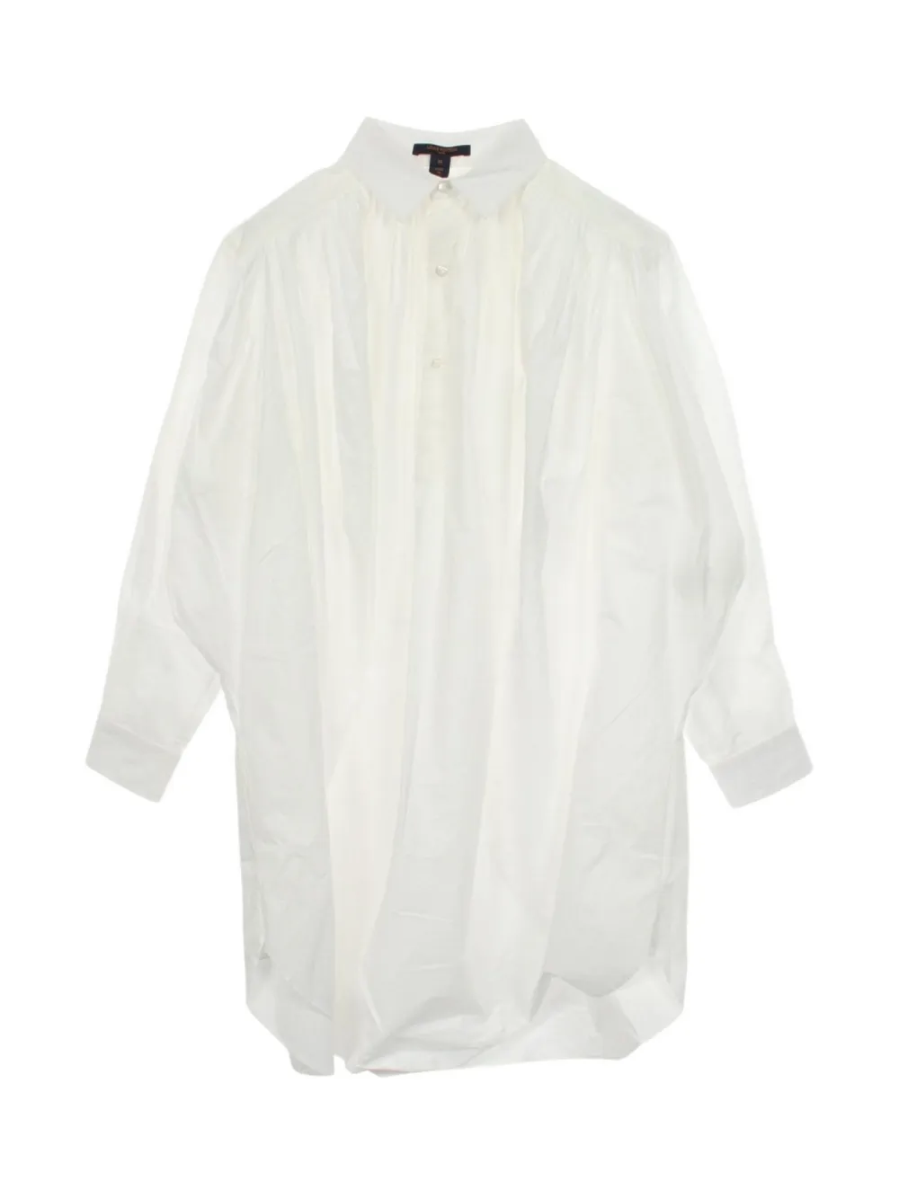 Louis Vuitton Pre-Owned robe-chemise à détail plissé (années 2000) - Blanc Louis Vuitton Pre-Owned robe-chemise à détail plissé (années 2000) - Blanc