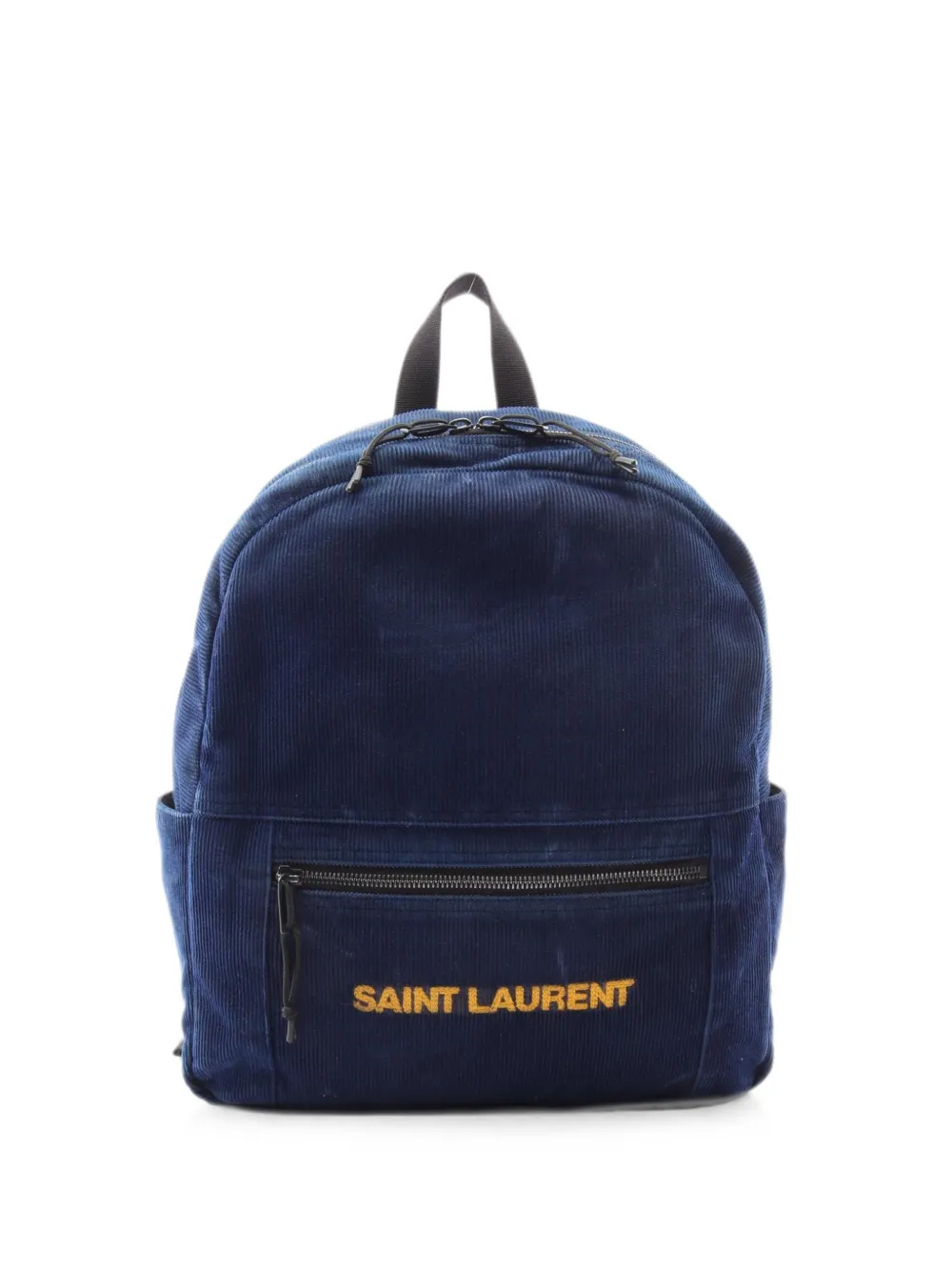 Saint Laurent Pre-Owned 2000s corduroy logo-embroidered backpack - Blu