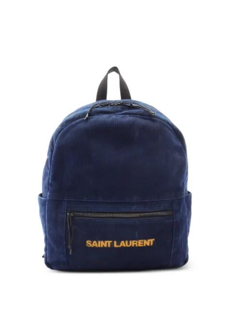 Saint Laurent Pre-Owned 2000s corduroy logo-embroidered backpack