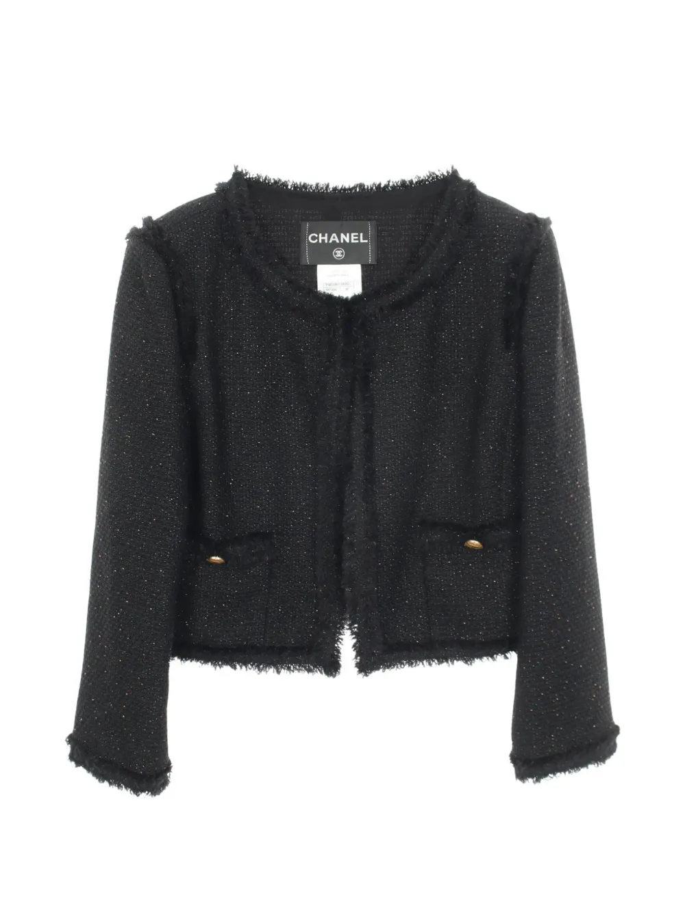 CHANEL Pre-Owned 1986-1988 collarless tweed jacket - Nero