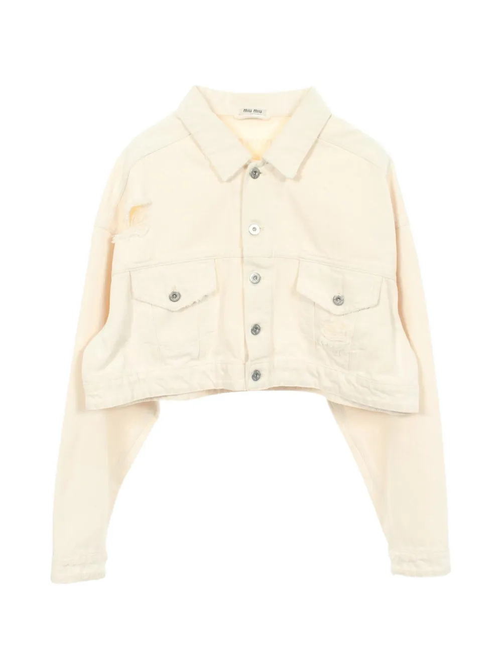 Miu Miu Pre-Owned 2000s distressed denim jacket - Toni neutri