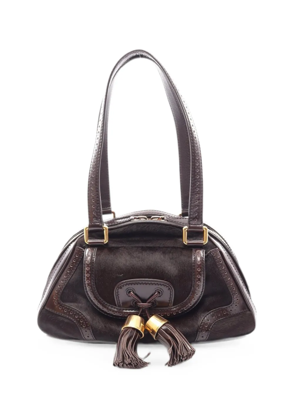 Celine Pre-Owned 2000s tassel-detail shoulder bag - Marrone