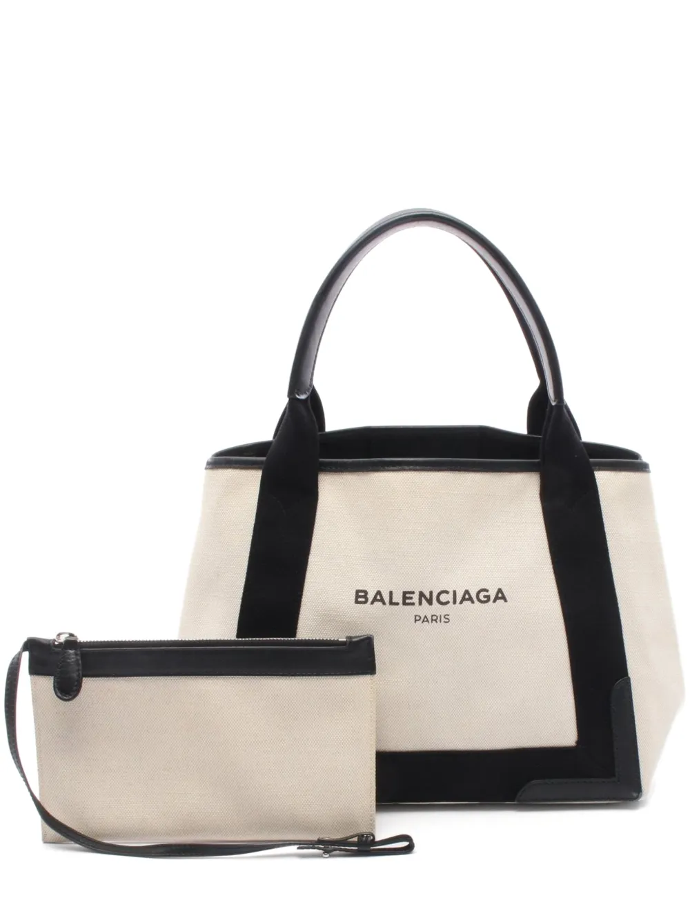 Balenciaga Pre-Owned 2000s Navy Cabas leather-trim tote bag - Weiß