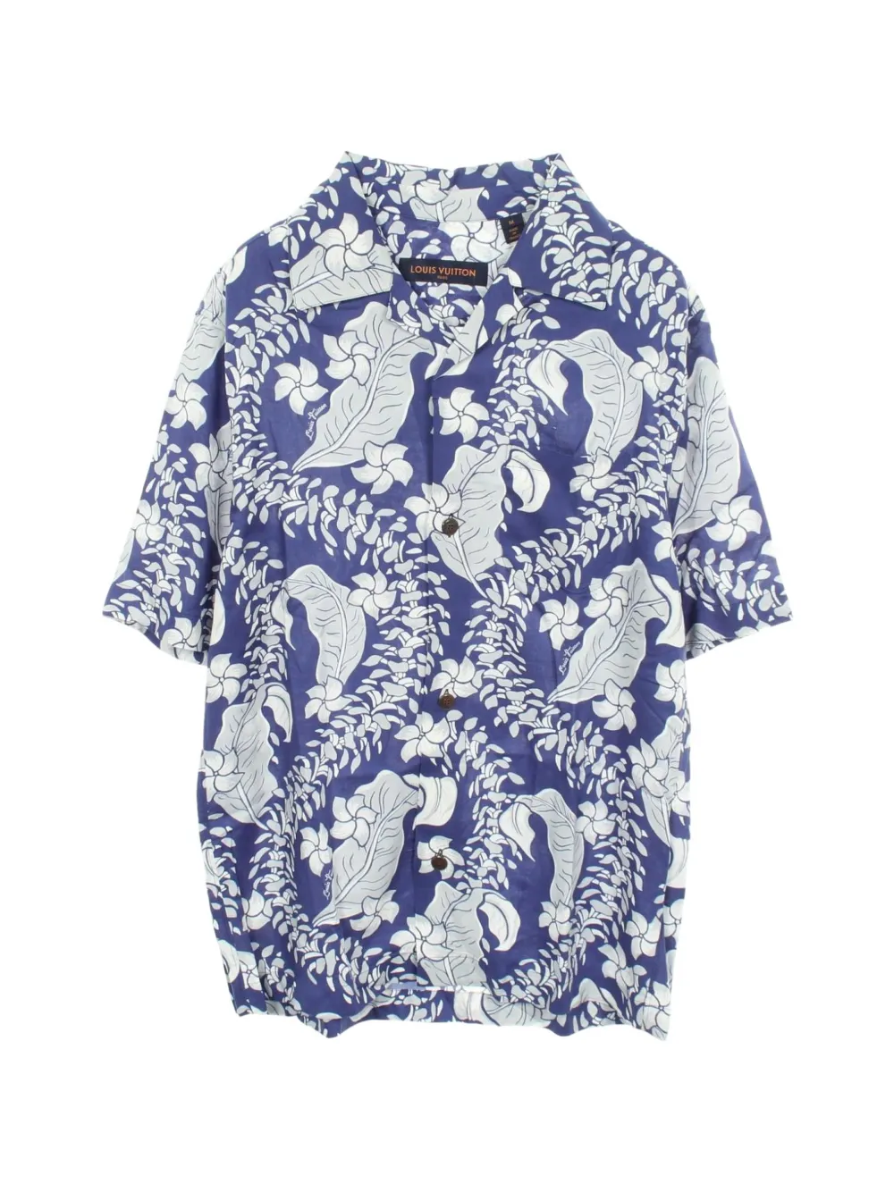 Louis Vuitton Pre-Owned 2010s leaf-print short-sleeved shirt - Blu