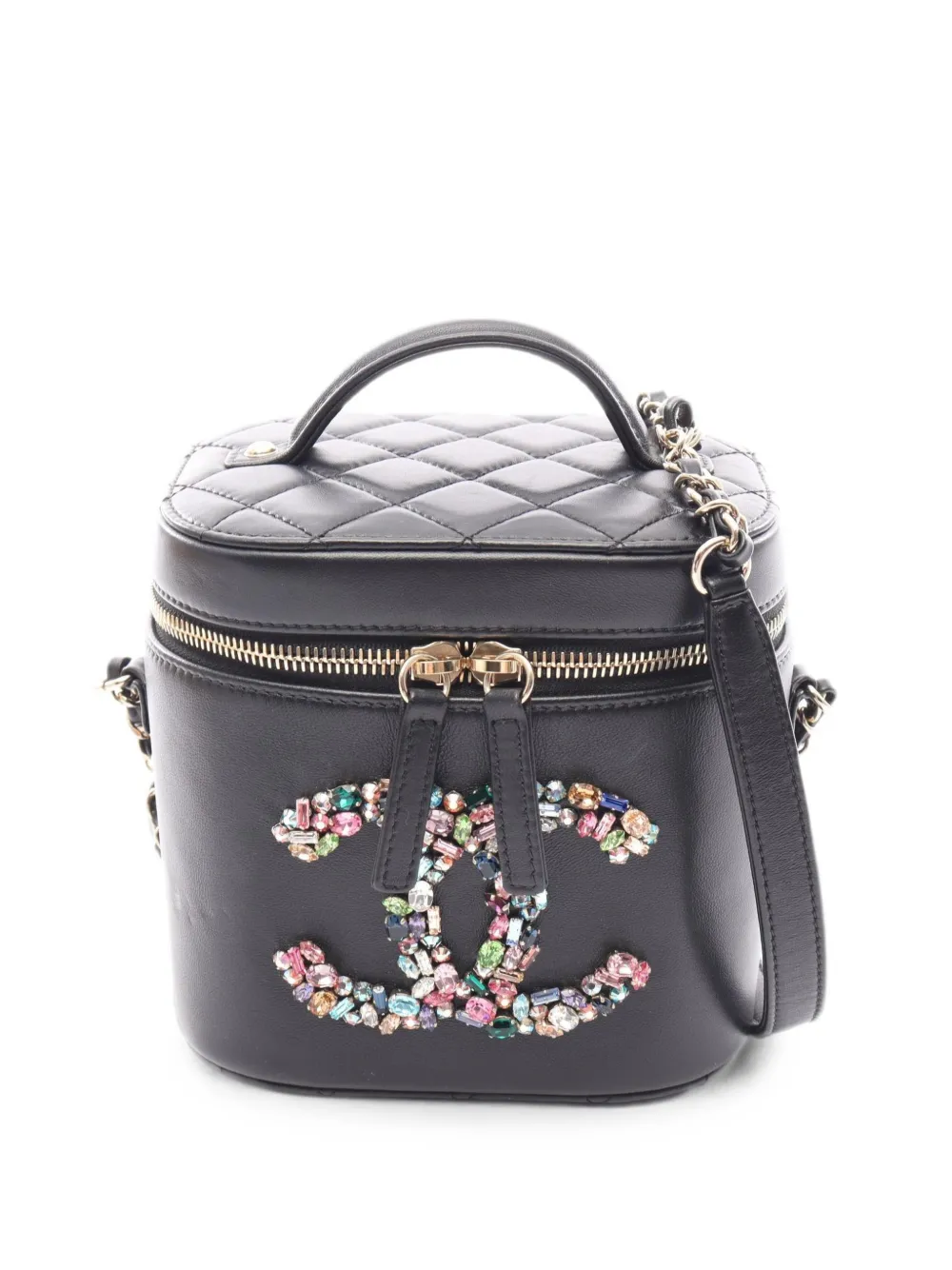 CHANEL Pre-Owned 2021-2022 Crystal Mania matelassé vanity bag - Black