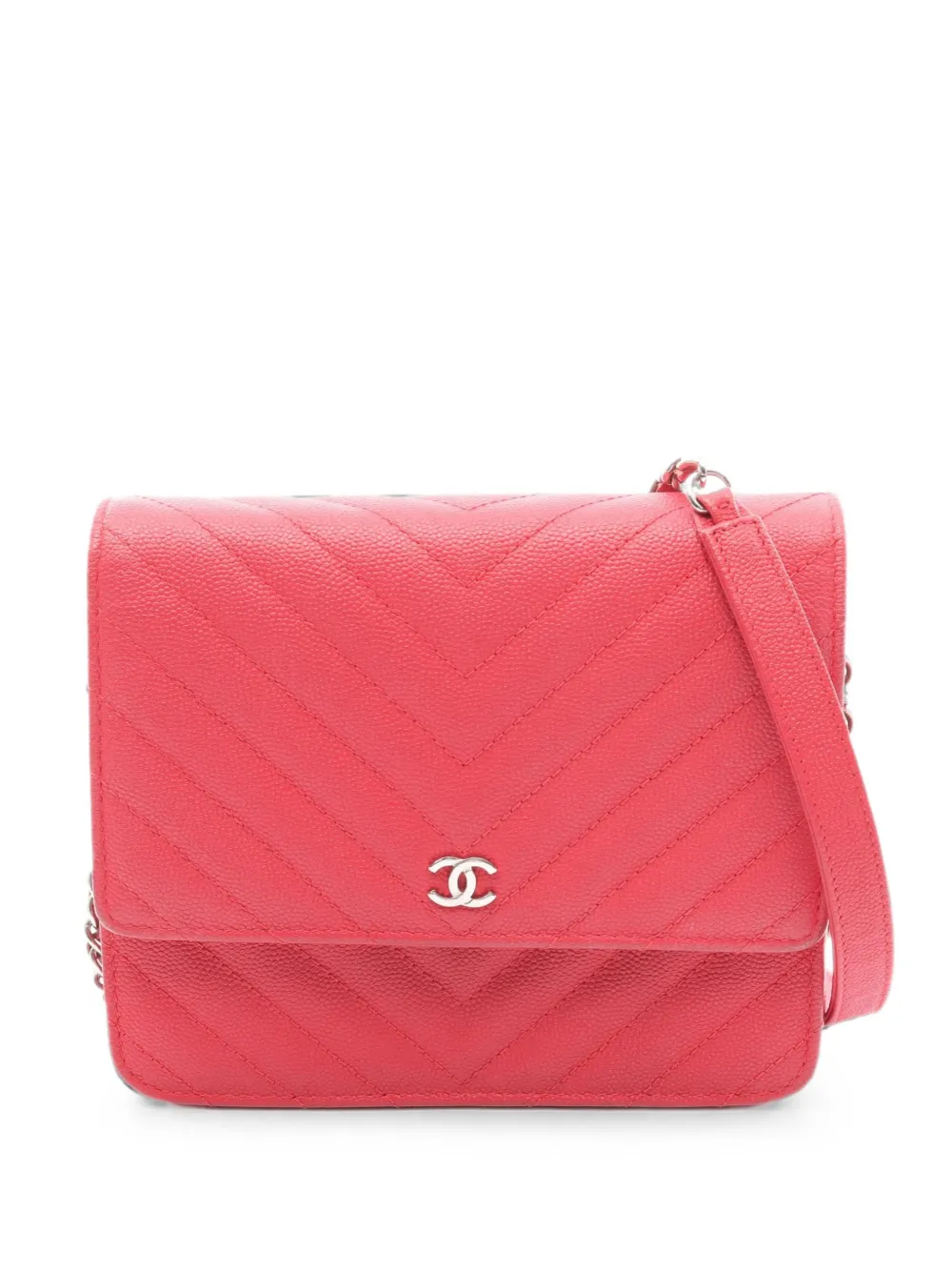 CHANEL Pre-Owned 2018 Chevron V-stitch chain shoulder bag - Rosa