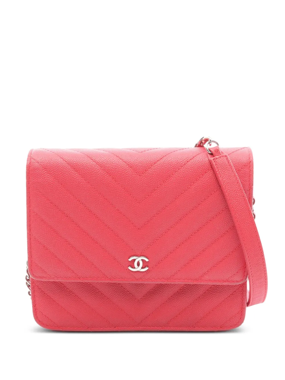 CHANEL Pre-Owned 2018 Chevron V-stitch chain shoulder bag - Pink