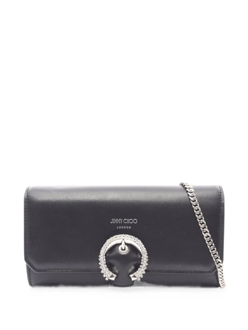 Jimmy Choo Pre-Owned 2020s crystal-buckle shoulder bag - Black