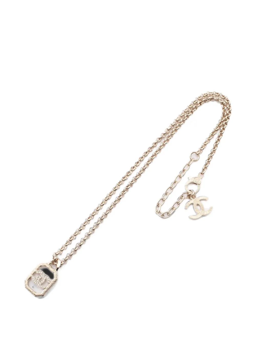 CHANEL Pre-Owned 1986-1988 Coco Mark rhinestone necklace - Oro