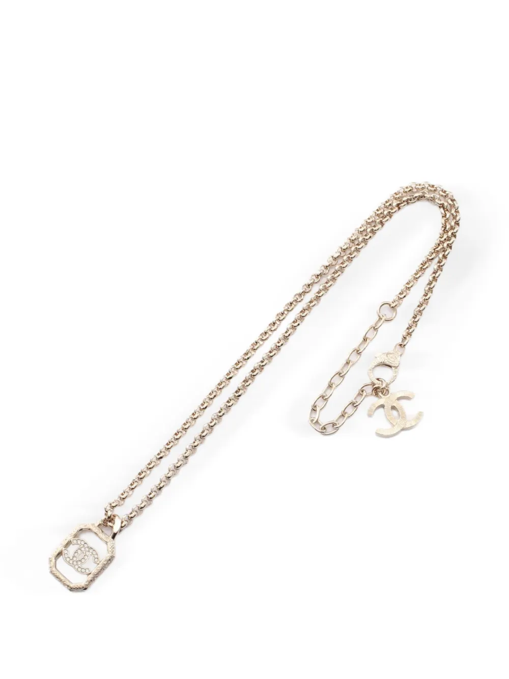 CHANEL Pre-Owned 1986-1988 Coco Mark rhinestone necklace - Gold