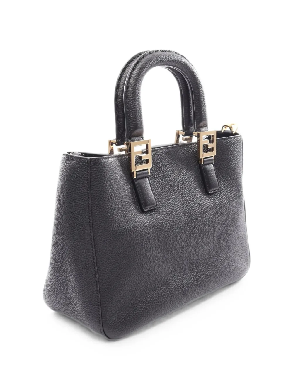 Fendi Pre-owned 2010s FF Leather Tote Bag in Black, view 2