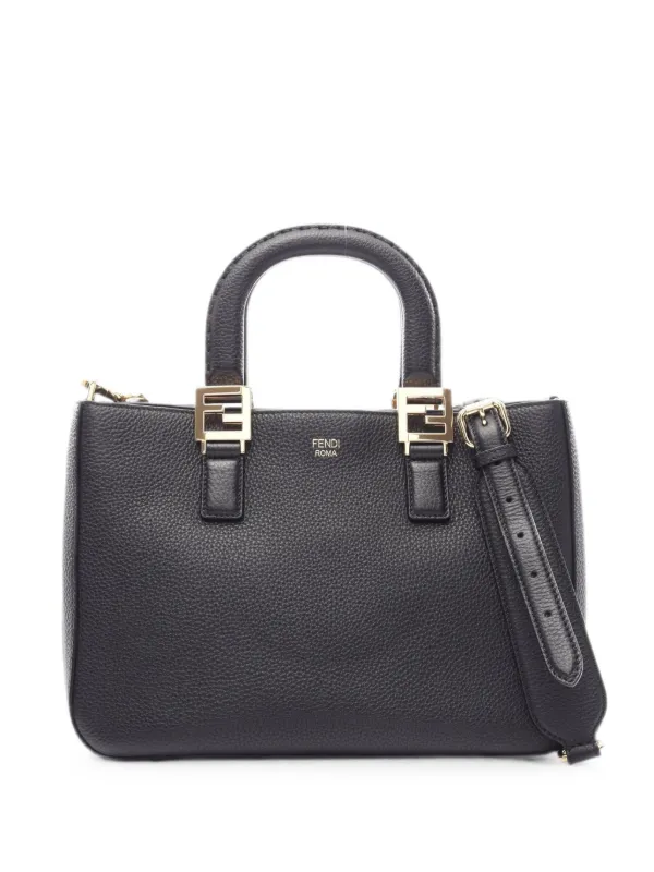Fendi Pre-owned 2010s FF Leather Tote Bag in Black