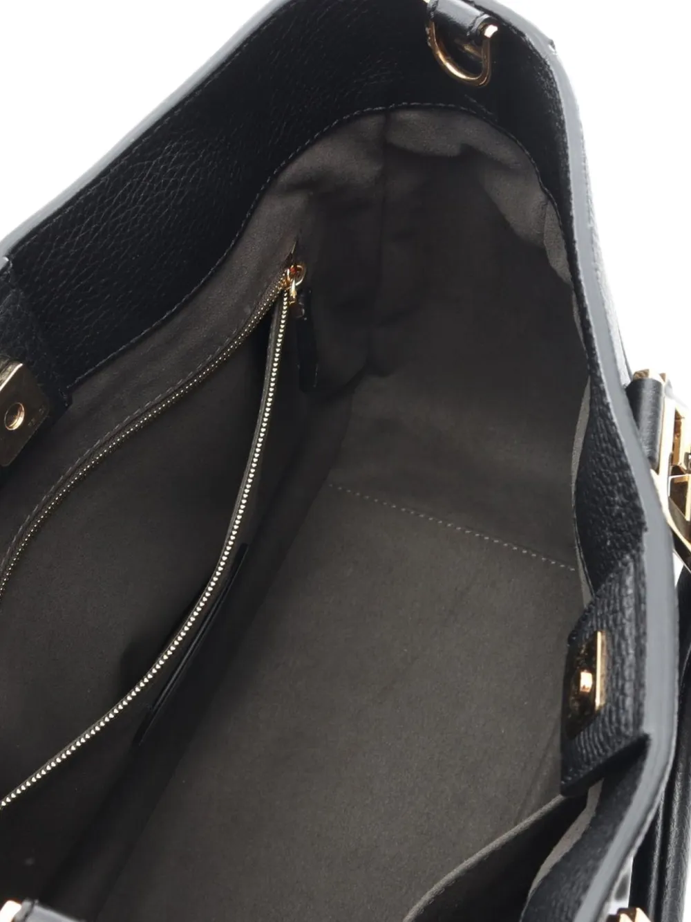 Fendi Pre-owned 2010s FF Leather Tote Bag in Black, view 3