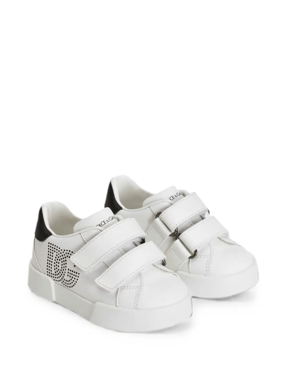 Dolce & Gabbana Kids touch-strap leather sneakers Wit
