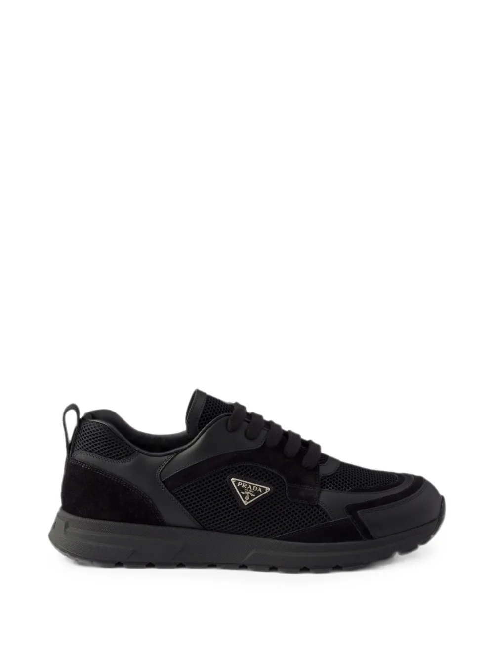 Prada Prax leren en canvas sneakers Zwart