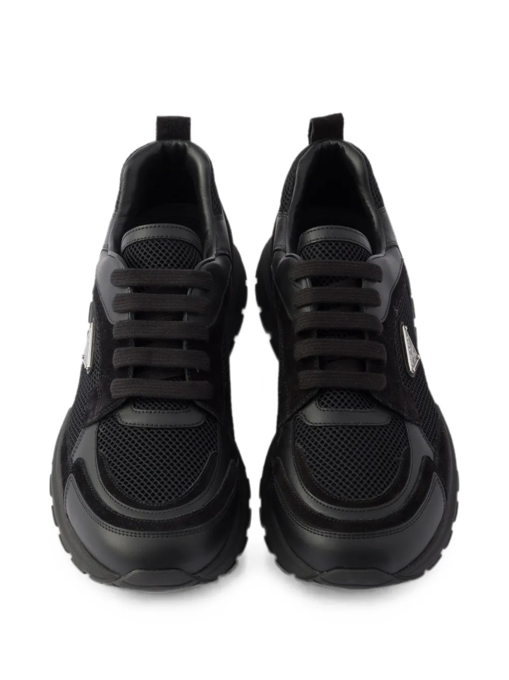 Prada Prax leren en canvas sneakers Zwart
