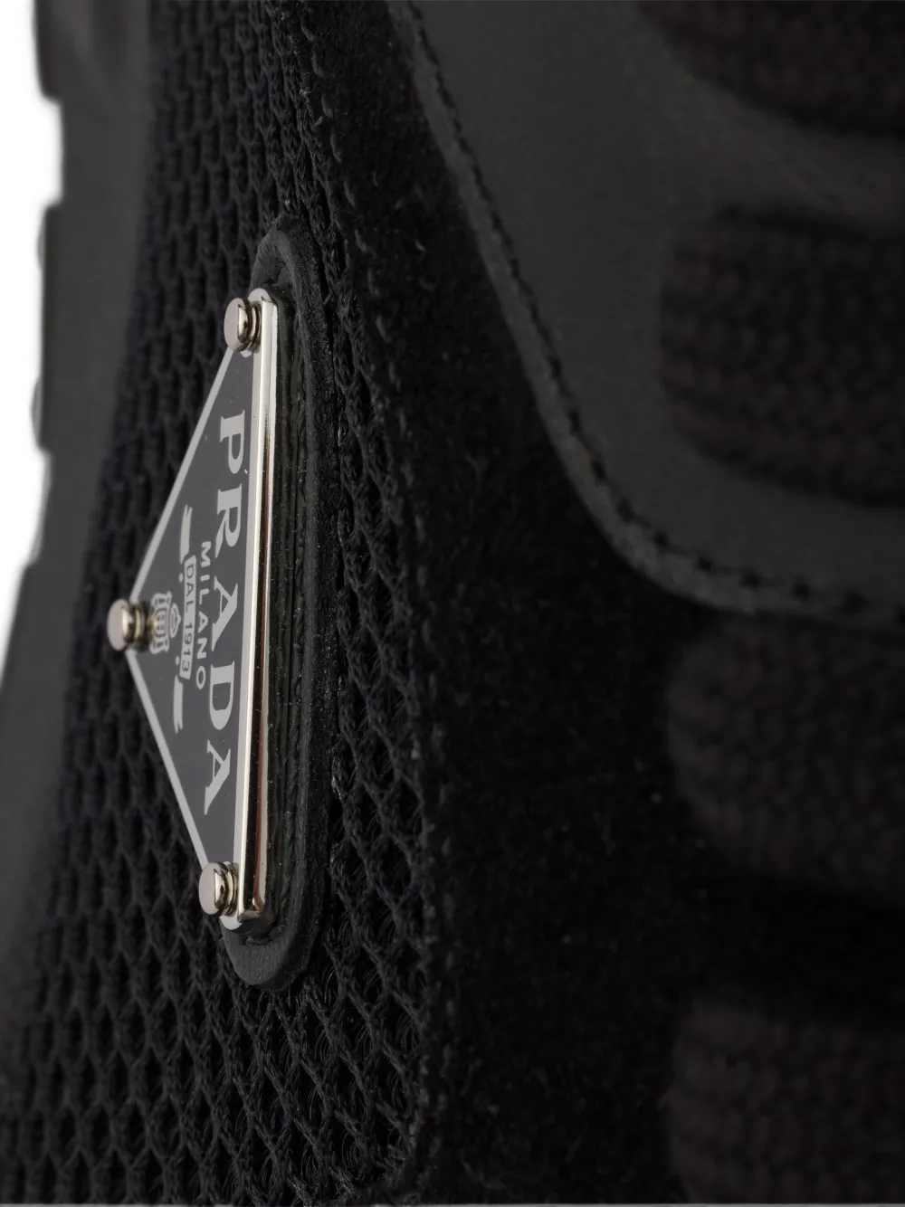 Prada Prax leren en canvas sneakers Zwart
