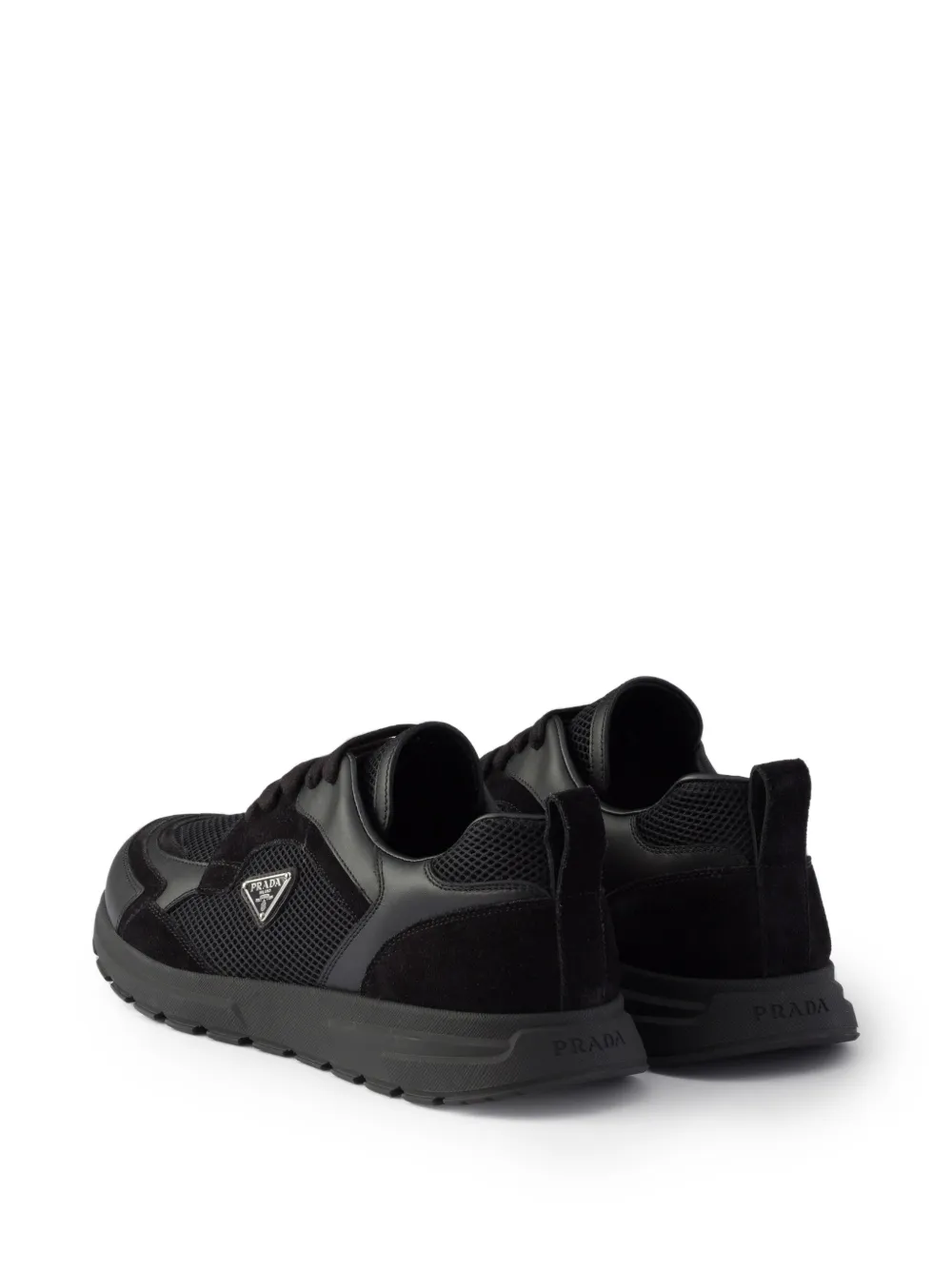 Prada Prax leren en canvas sneakers Zwart