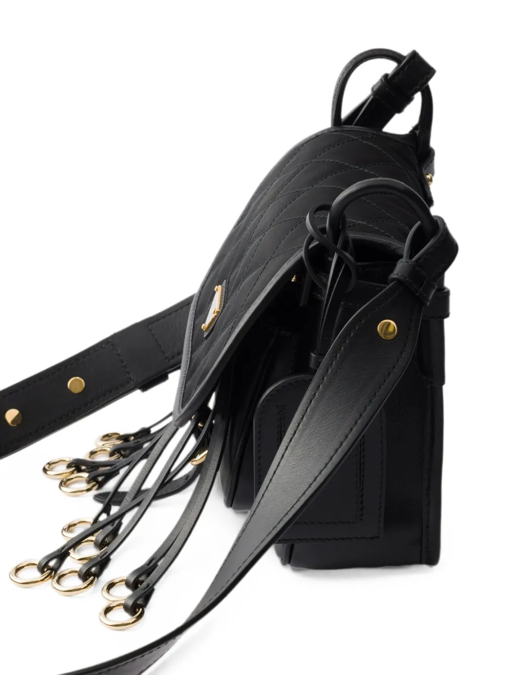Prada Corsaire Re-Nylon en leren mini-schoudertas Zwart