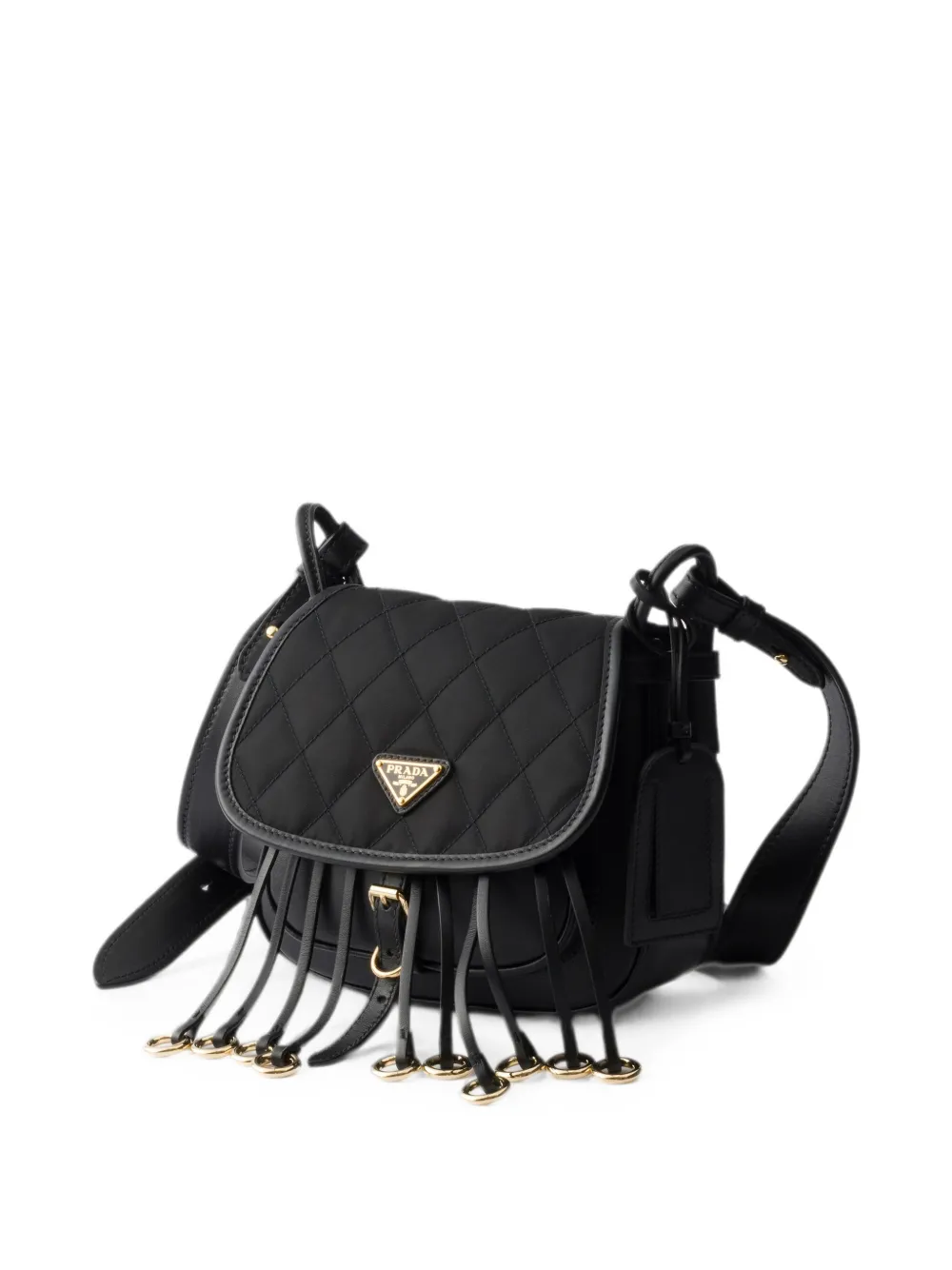 Prada Corsaire Re-Nylon en leren mini-schoudertas Zwart