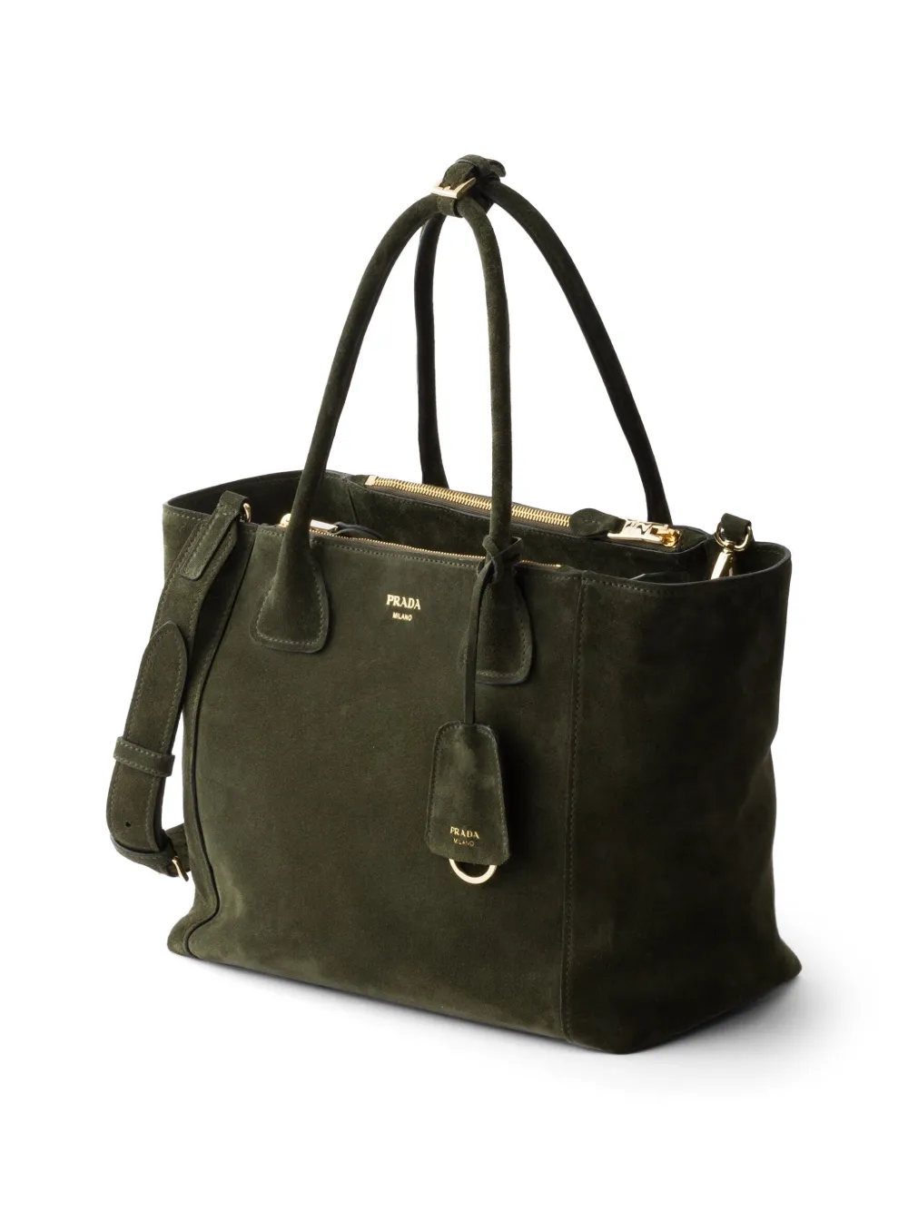 Prada Grote suède shopper Groen
