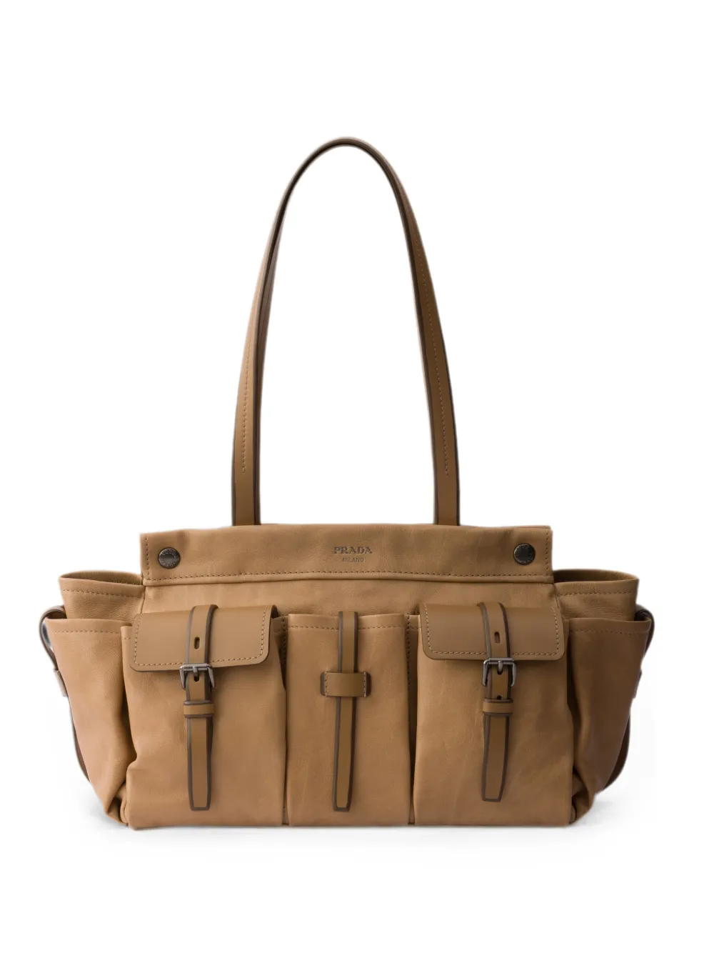 Prada Borsa tote Route grande in pelle - Toni neutri