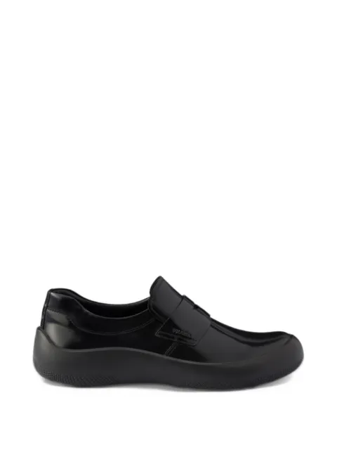 Prada mocasines de piel con efecto cepillado