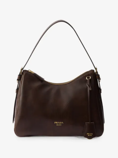 Prada logo-print leather shoulder bag