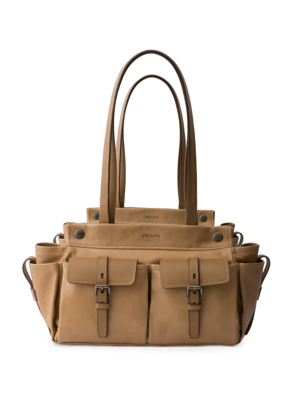 Prada Route medium leather tote bag - Toni neutri