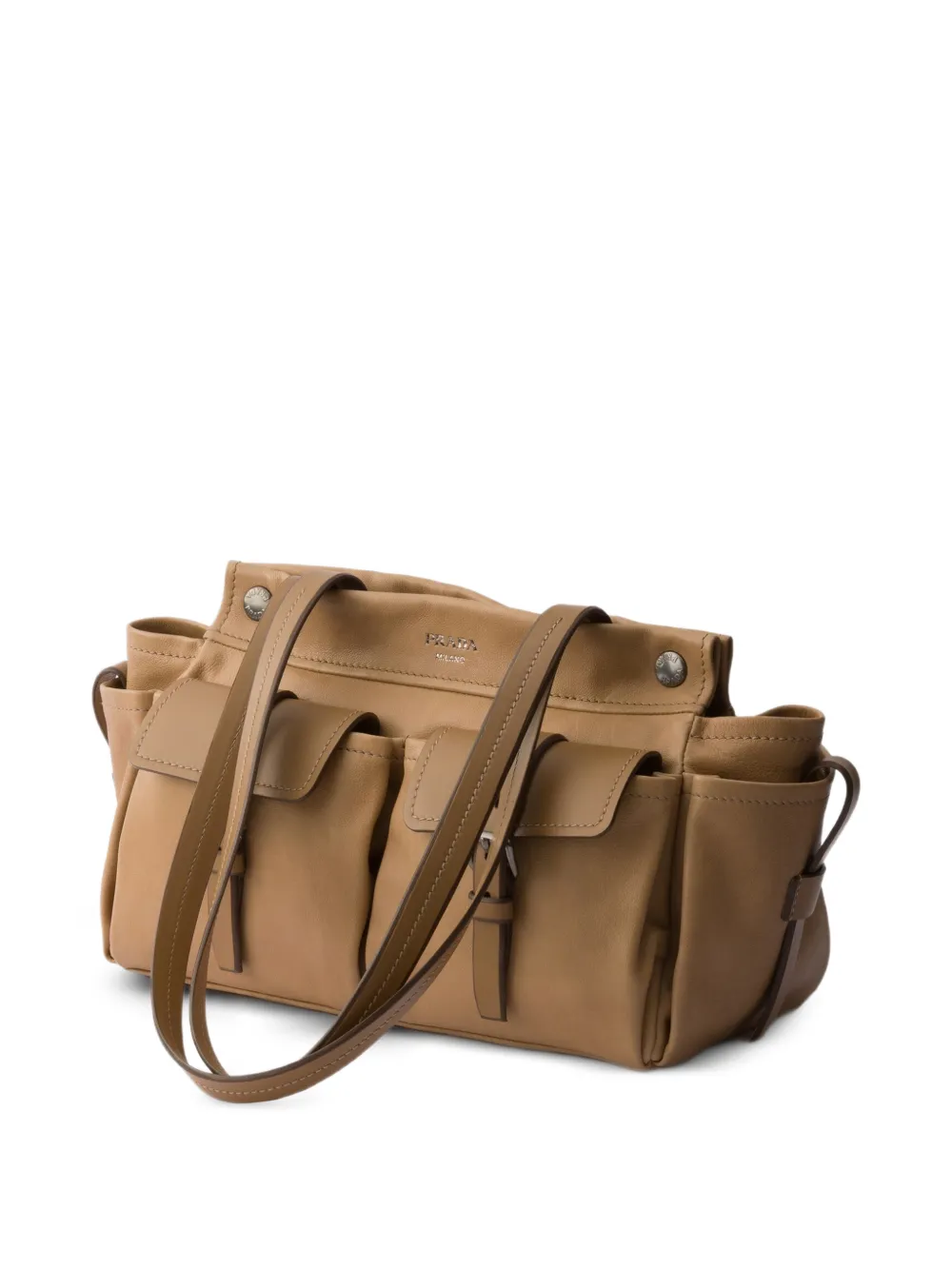 Prada Route medium leren shopper Beige
