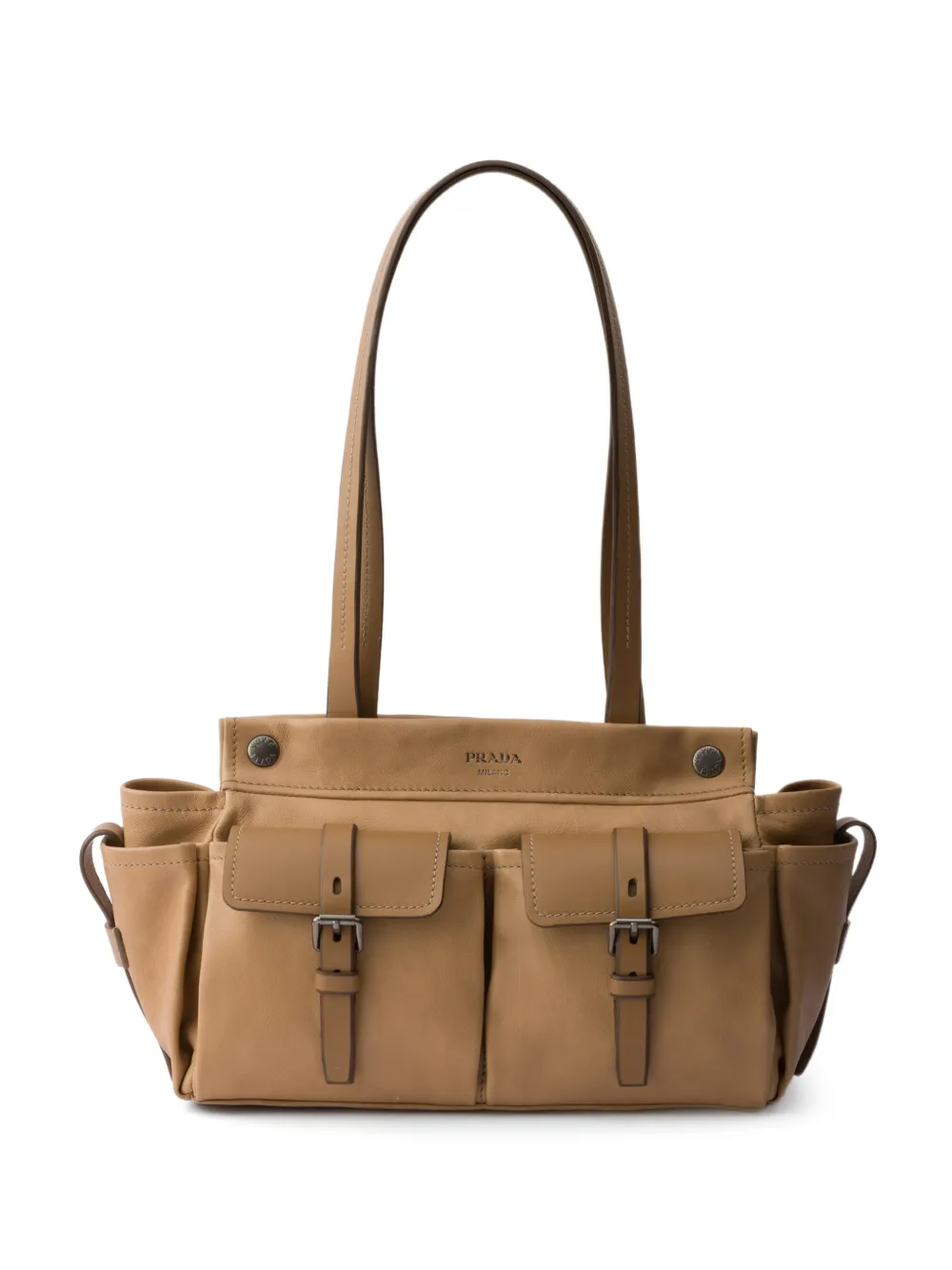 Prada Route medium leather tote bag - Toni neutri