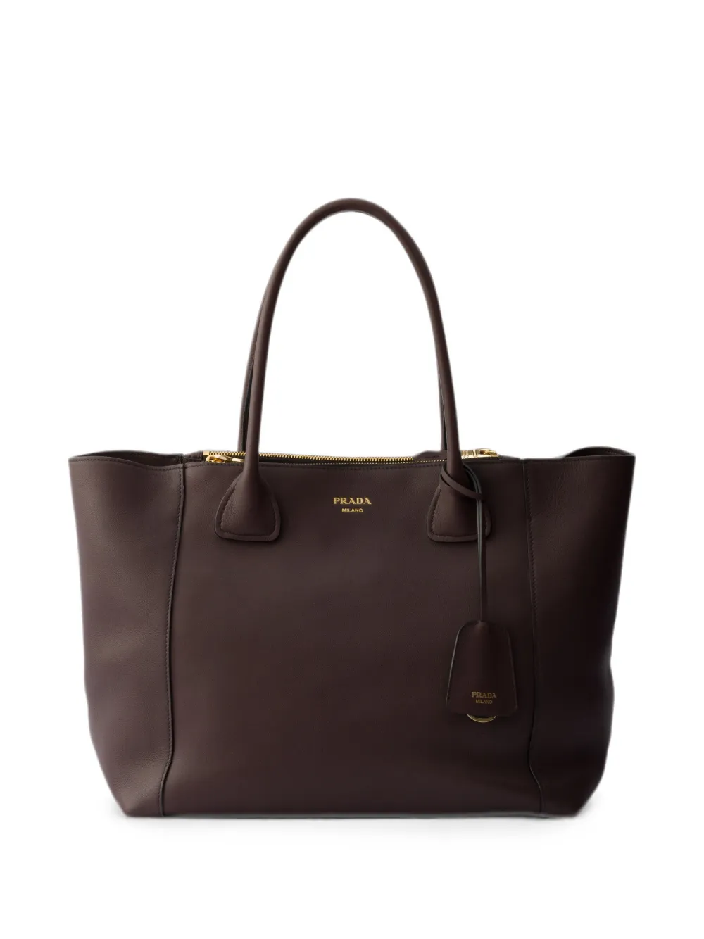 Prada Borsa tote grande in pelle - Marrone