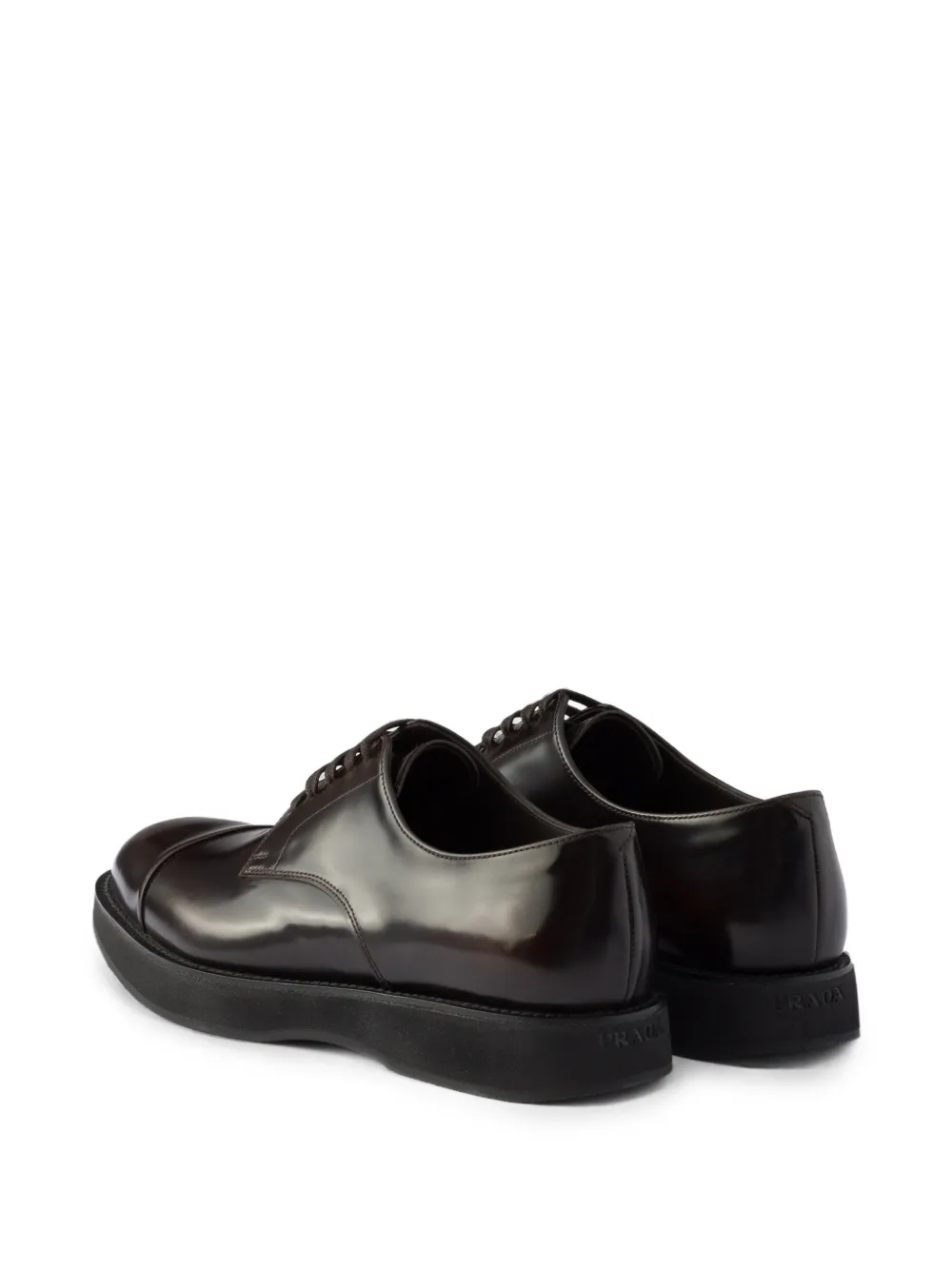 Prada Geborstelde leren veterschoenen Bruin