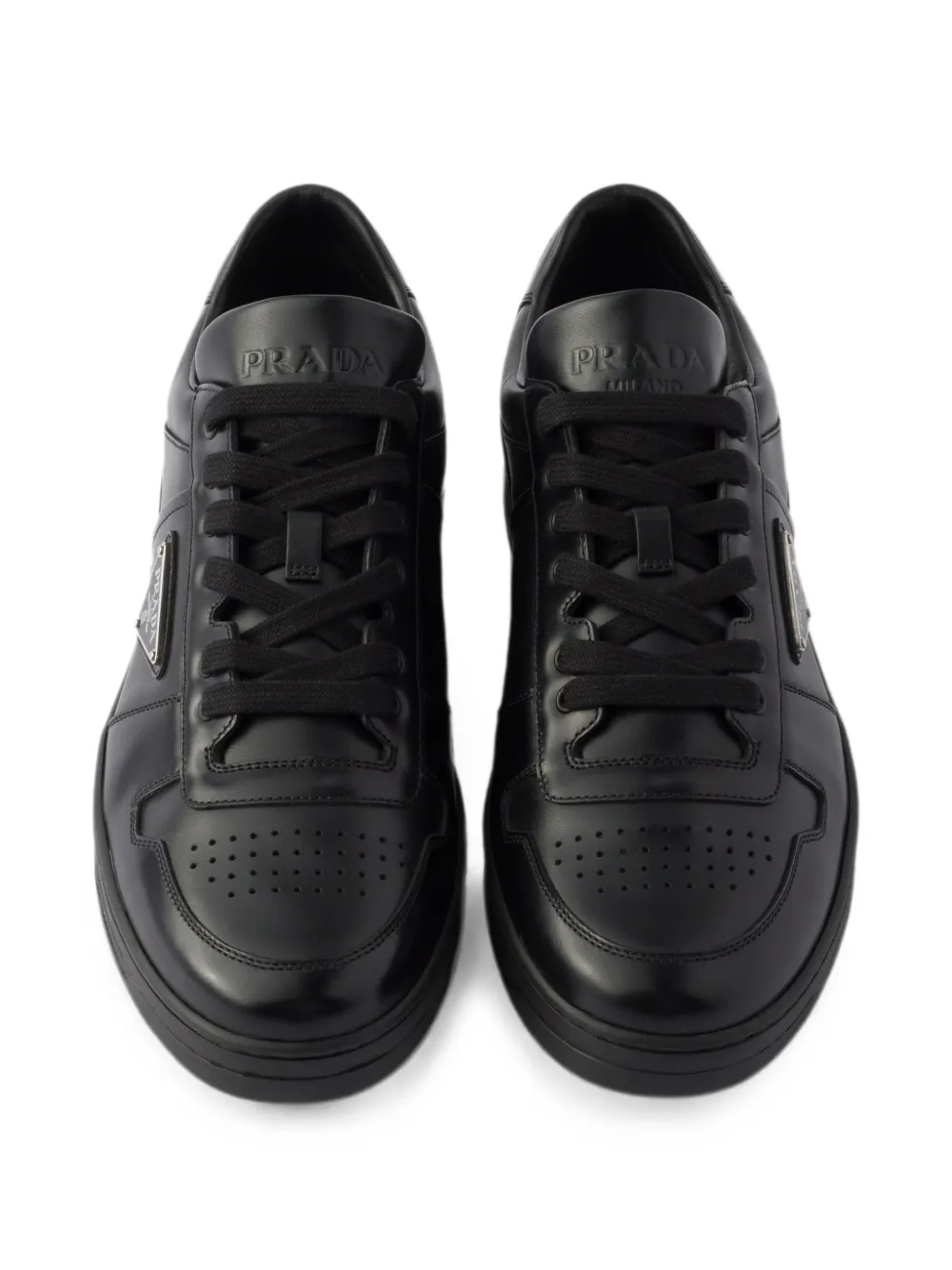 Prada Downtown leather sneakers Zwart