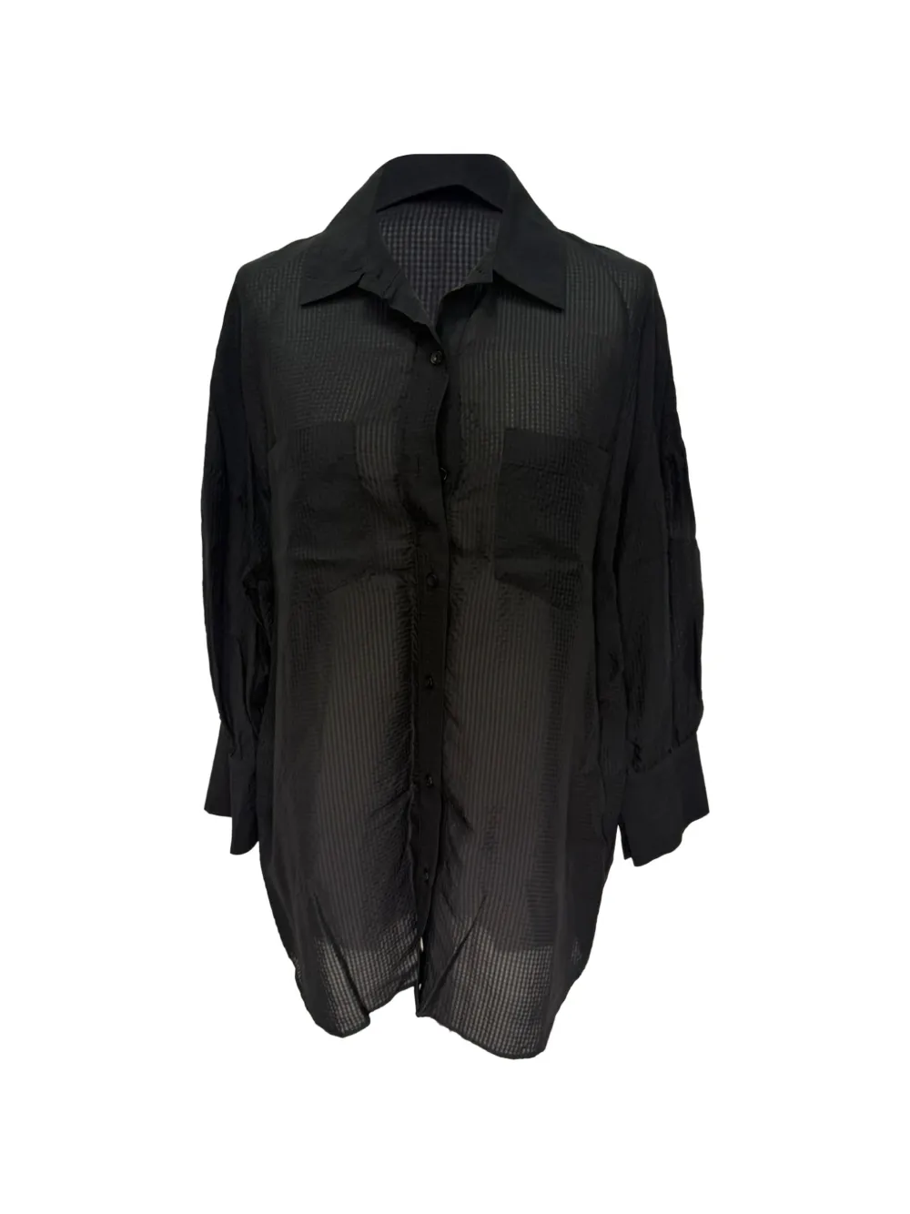 ANINE BING textured button-down shirt - Nero