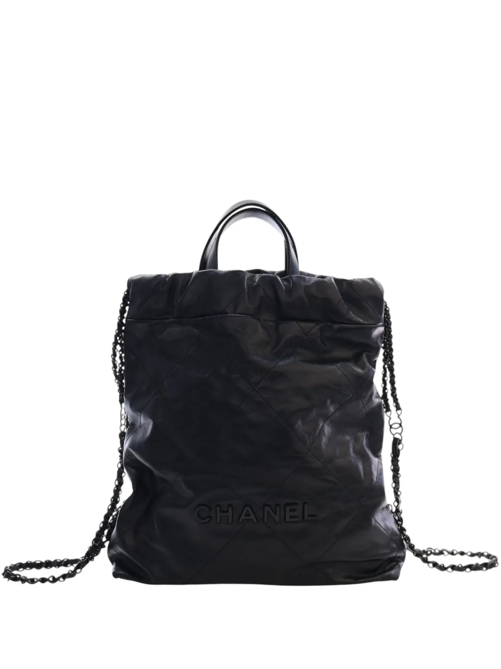 CHANEL Pre-Owned 2021-2026 Large Quilted Shiny Calfskin 22 backpack - Black