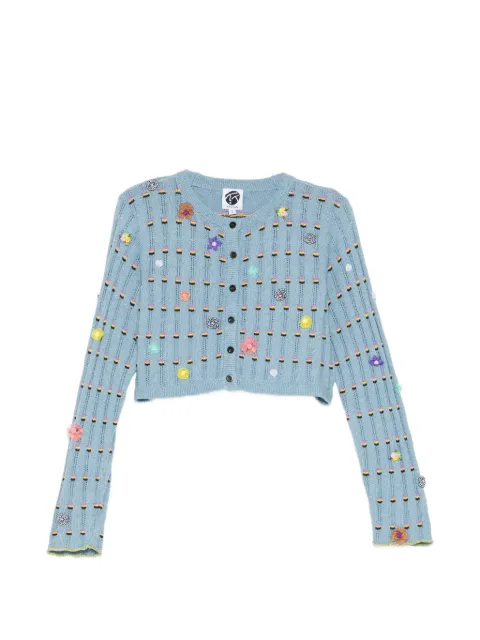 YANYAN KNITS floral-embellished cropped cardigan