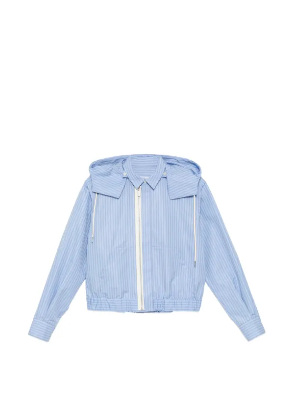 Sacai Striped Hooded Jacket in Blue