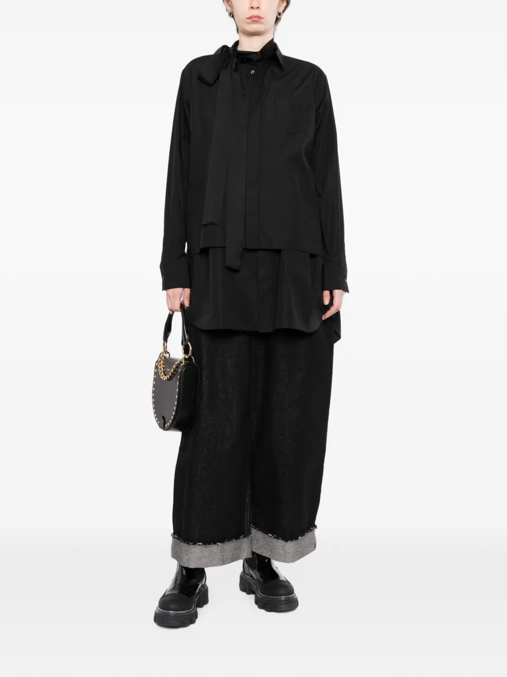 sacai Gelaagde blouse met strik Zwart